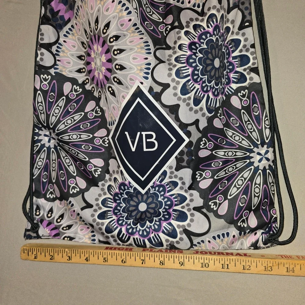 Vera Bradley Drawstring Backpack OS Purple Floral Mandala Cinch Sack Bag travel